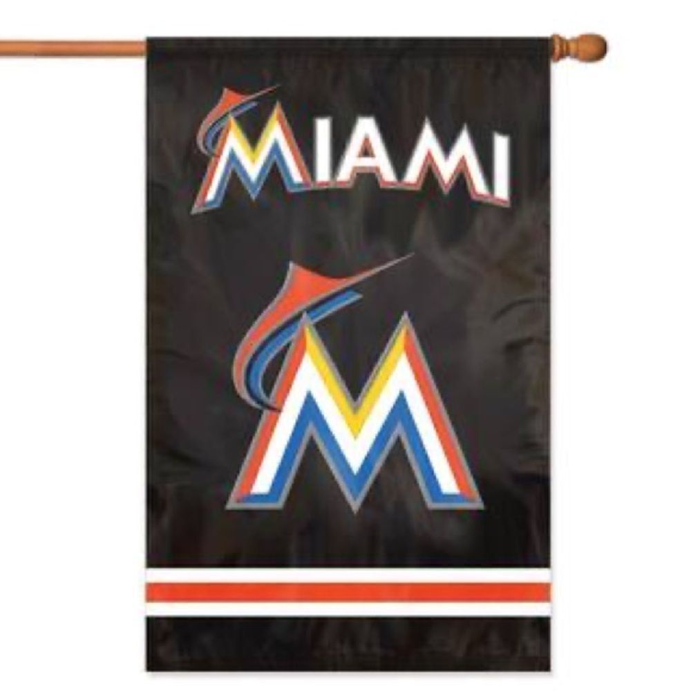 MLB Miami Marlins Applique Banner 28" x 44" Embellished Double-Sided Flag NWT